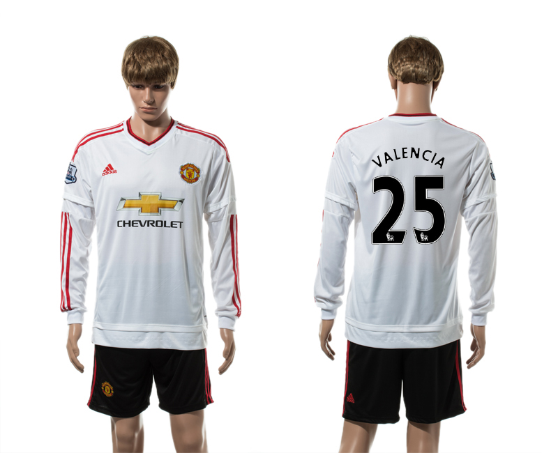 2015-16 Manchester United 25 VALENCIA Away Long Sleeve Jersey 2015-16 Manchester United 25 VALENCIA Away Long Sleeve Jersey