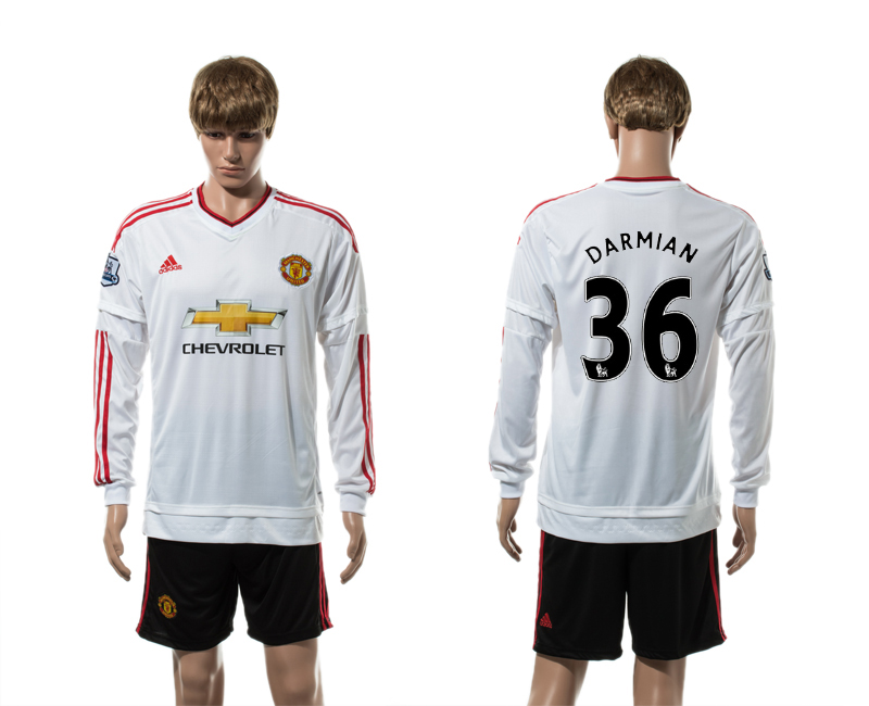 2015-16 Manchester United 36 DARMIAN Away Long Sleeve Jersey