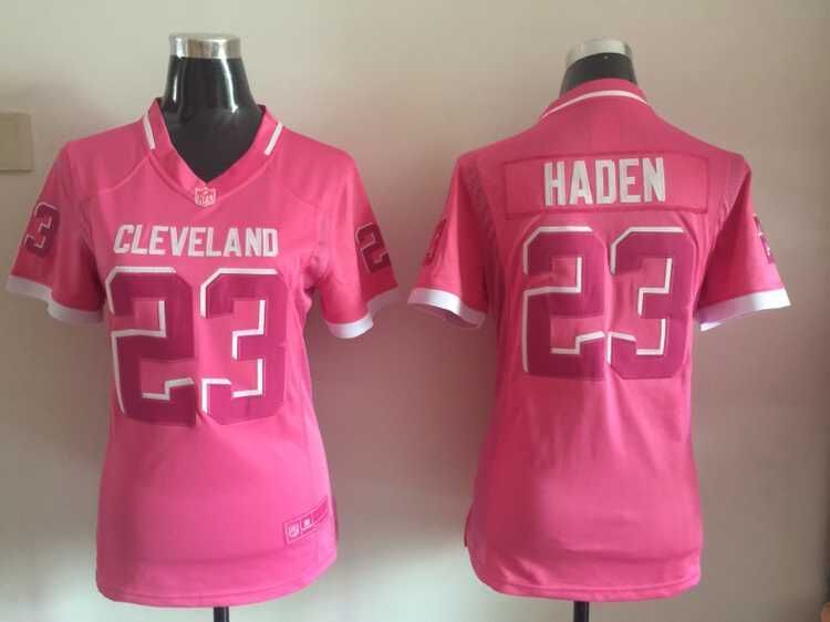 Nike Browns 23 Joe Haden Pink Bubble Gum Women Game Jersey
