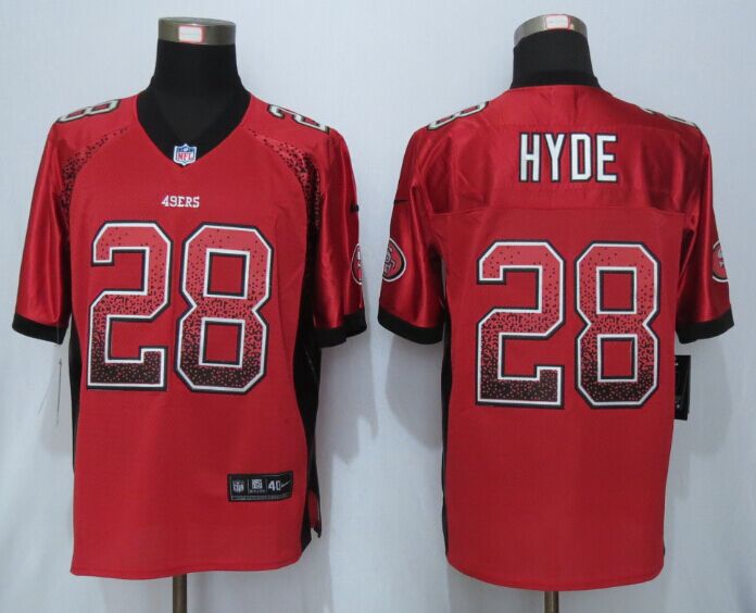 Nike 49ers 28 Carlos Hyde Red Drift Fashion Elite Jersey - Click Image to Close
