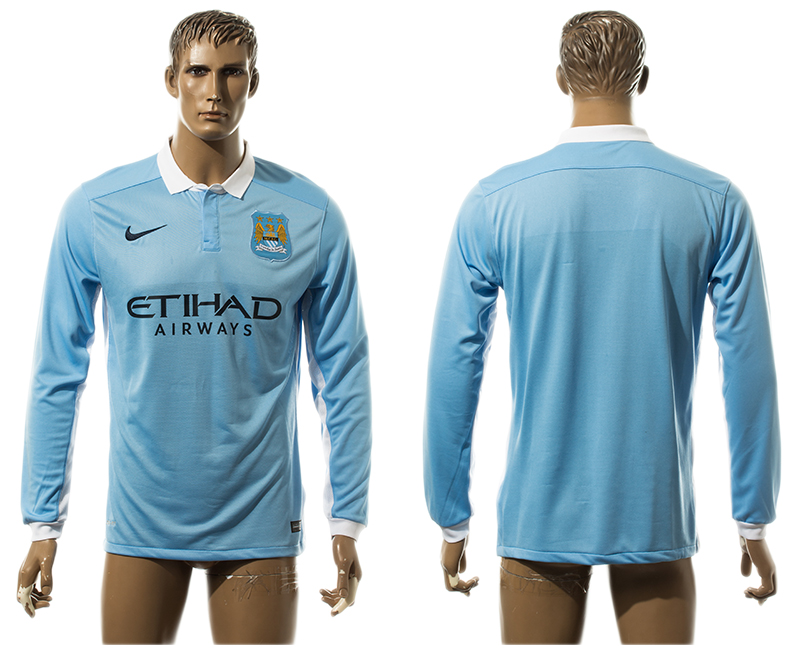 2015-16 Manchester City Home Long Sleeve Thailand Jersey