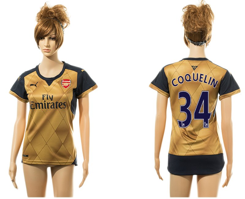 2015-16 Arsenal 34 COQUELIN Away Women Jersey
