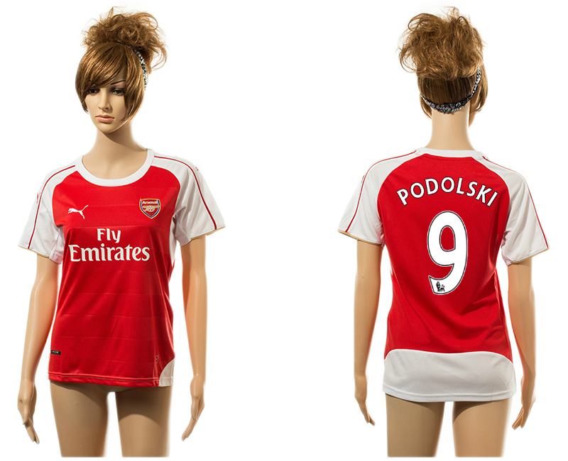 2015-16 Arsenal 9 PODOLSKI Home Women Jersey