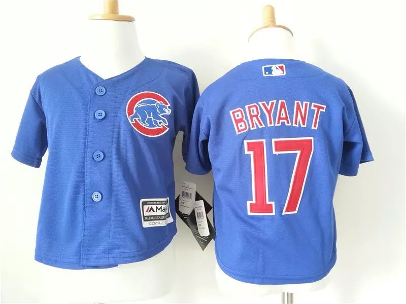 Cubs 17 Kris Bryant Blue Toddler New Cool Base Jersey - Click Image to Close
