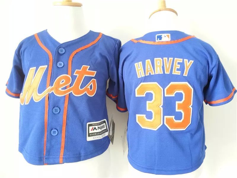 Mets 33 Matt Harvey Blue Toddler New Cool Base Jersey