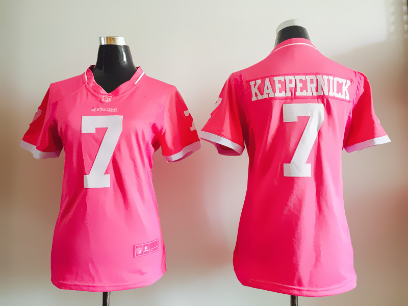 Nike 49ers 7 Colin Kaepernick Pink Bubble Gum Women Game Jersey