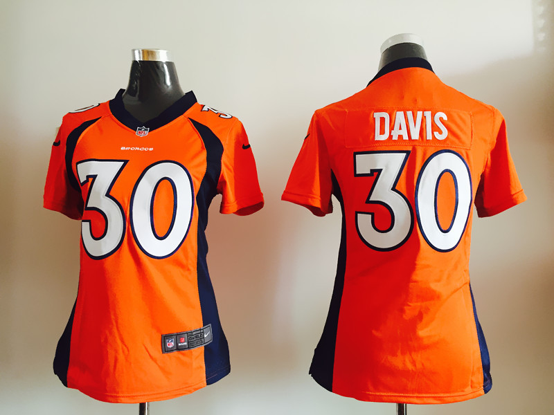 Nike Broncos 30 Terrell Davis Orange Women Game Jersey