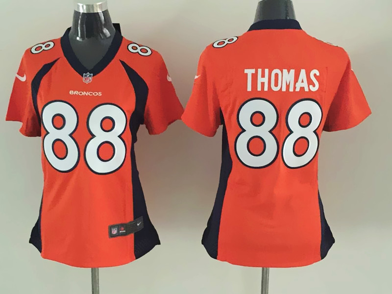 Nike Broncos 88 Demaryius Thomas Orange Women Game Jersey