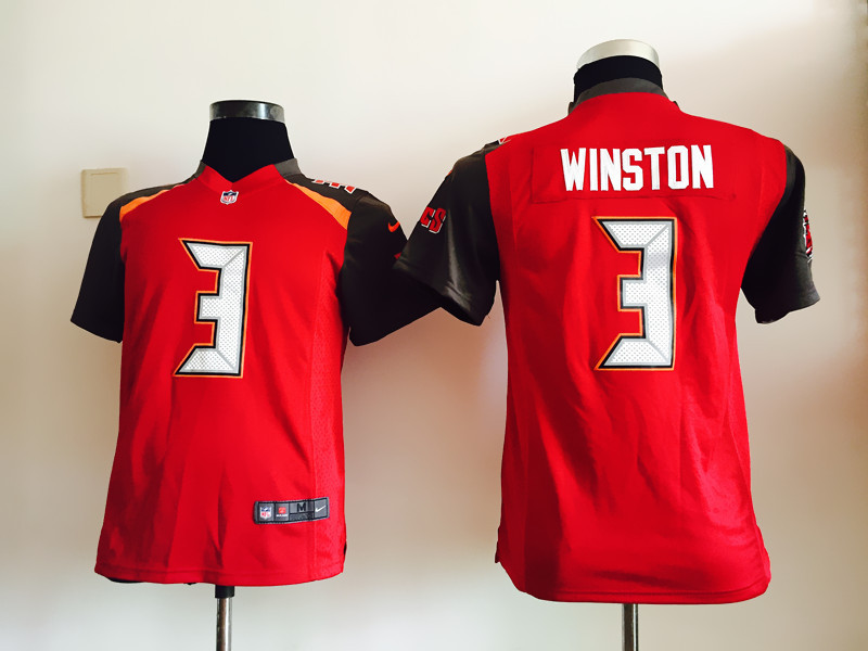 Nike Buccaneers 3 Jameis Winston Red Youth Game Jersey