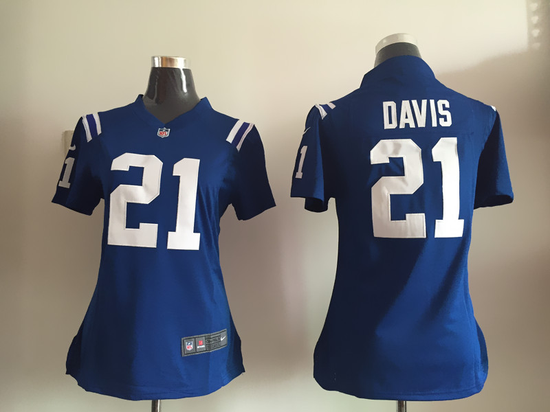 Nike Colts 21 Vontae Davis Blue Women Game Jersey