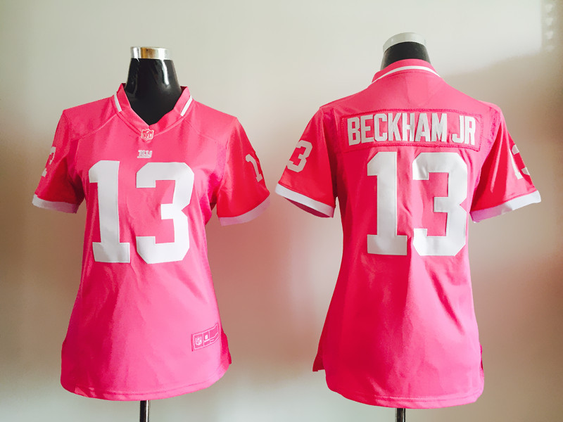 Nike Giants 13 Odell Beckham Jr Pink Bubble Gum Women Game Jersey
