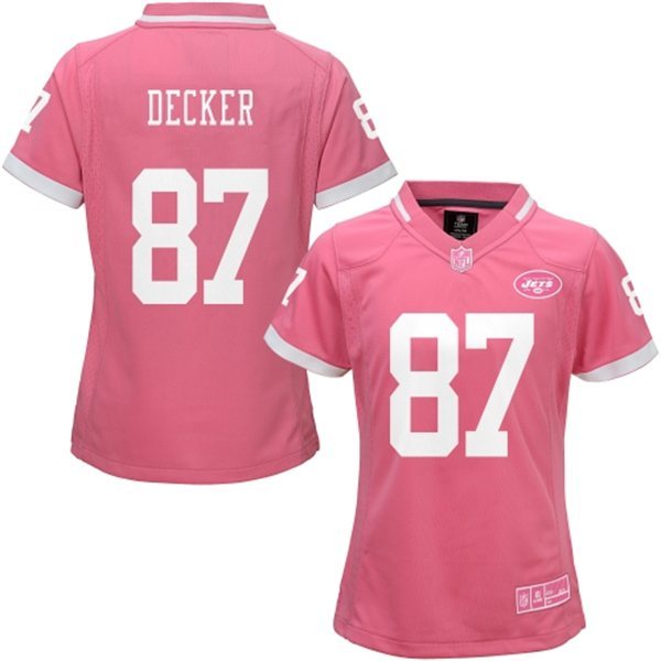 Nike Jets 87 Eric Decker Pink Bubble Gum Women Game Jersey