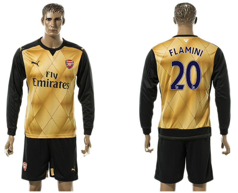 2015-16 Arsenal 20 FLAMINI Away Long Sleeve Jersey
