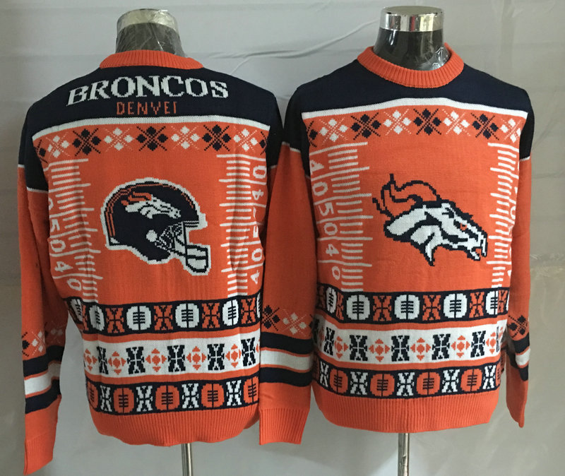 Denver Broncos Orange Crew Neck Men's Ugly Sweater