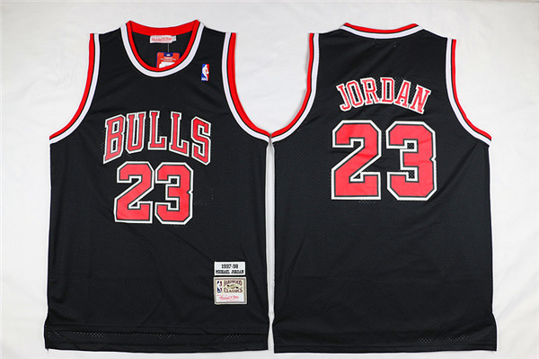 Bulls 23 Michael Jordan Black 1997-98 Season Hardwood Classics Jersey