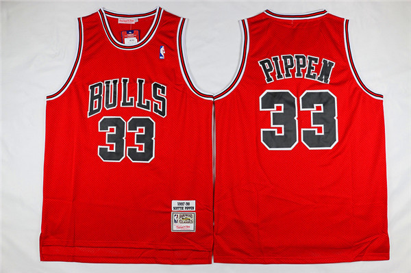 Bulls 33 Scottie Pippen Red 1997-98 Season Hardwood Classics Jersey