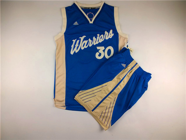 Warriors 30 Stephen Curry Blue Swingman Jersey(With Shorts)