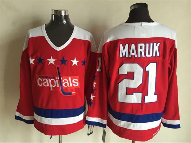Capitals 21 Dennis Maruk Red CCM Jersey - Click Image to Close