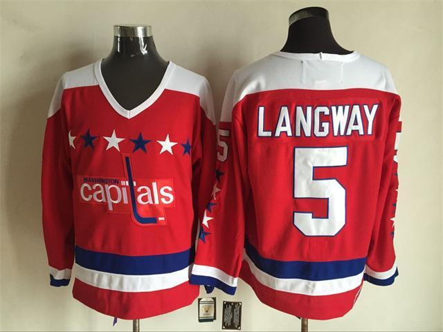 Capitals 5 Rod Langway Red CCM Jersey
