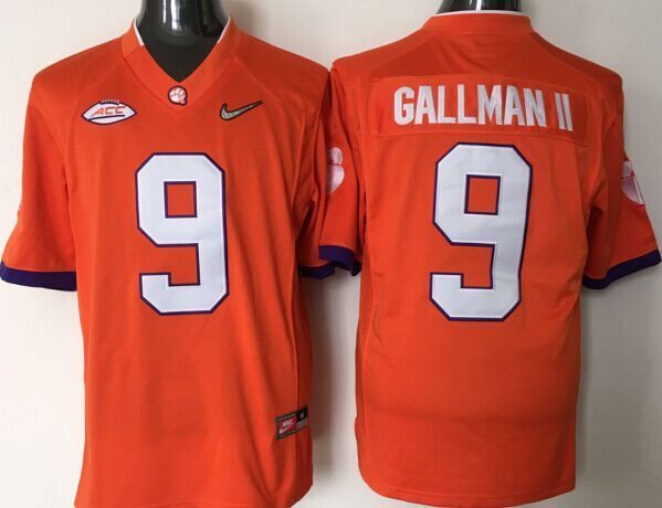 Clemson Tigers 9 Wayne Gallman II Orange With Diamond Logo College Jersey