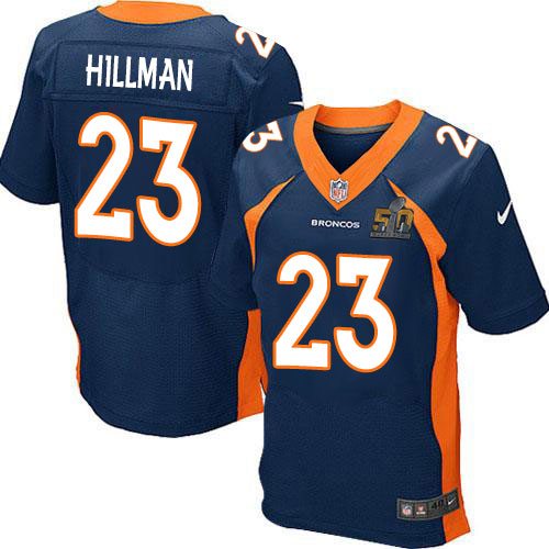 Nike Broncos 23 Ronnie Hillman Blue Super Bowl 50 Elite Jersey
