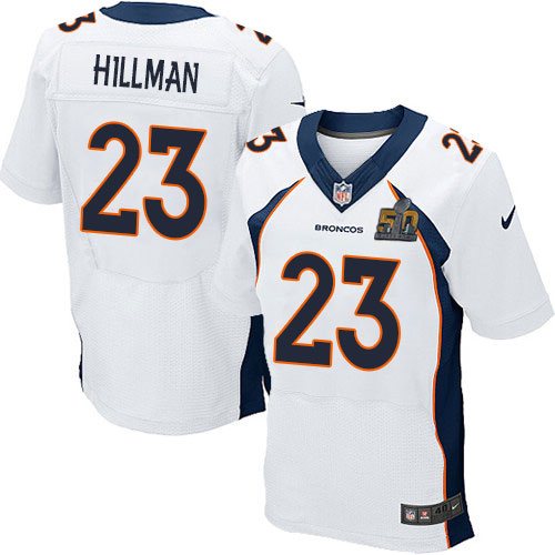 Nike Broncos 23 Ronnie Hillman White Super Bowl 50 Elite Jersey