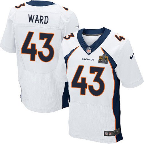 Nike Broncos 43 T.J. Ward White Super Bowl 50 Elite Jersey