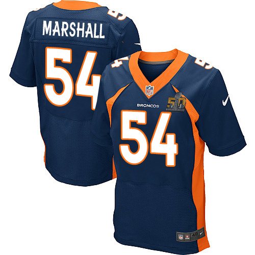 Nike Broncos 54 Brandon Marshall Blue Super Bowl 50 Elite Jersey