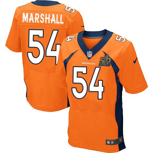 Nike Broncos 54 Brandon Marshall Orange Super Bowl 50 Elite Jersey