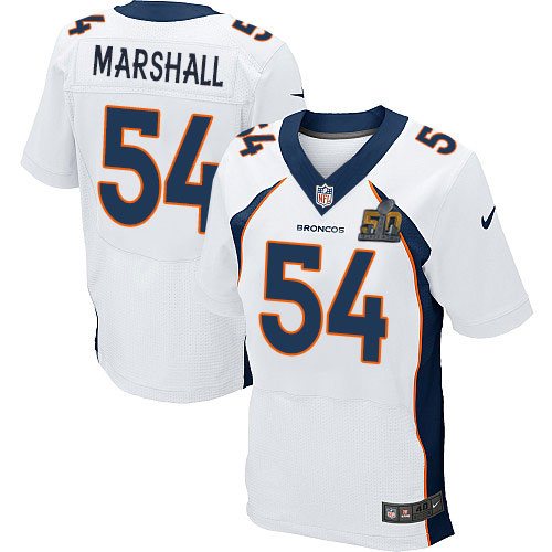 Nike Broncos 54 Brandon Marshall White Super Bowl 50 Elite Jersey