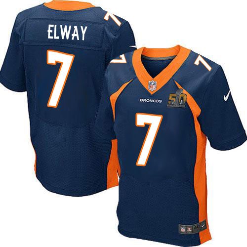 Nike Broncos 7 John Elway Blue Super Bowl 50 Elite Jersey