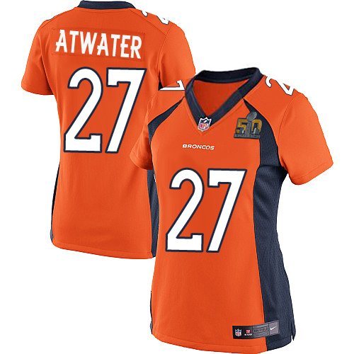 Nike Broncos 27 Steve Atwater Orange Women Super Bowl 50 Game Jersey