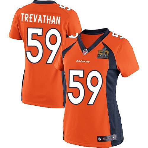 Nike Broncos 59 Danny Trevathan Orange Women Super Bowl 50 Game Jersey