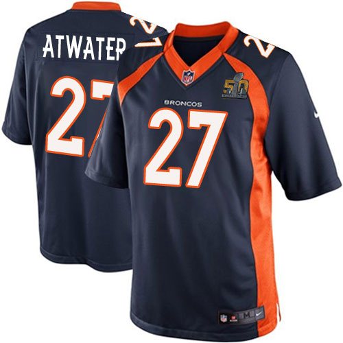 Nike Broncos 27 Steve Atwater Blue Youth Super Bowl 50 Game Jersey