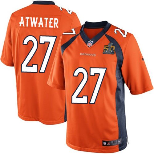Nike Broncos 27 Steve Atwater Orange Youth Super Bowl 50 Game Jersey