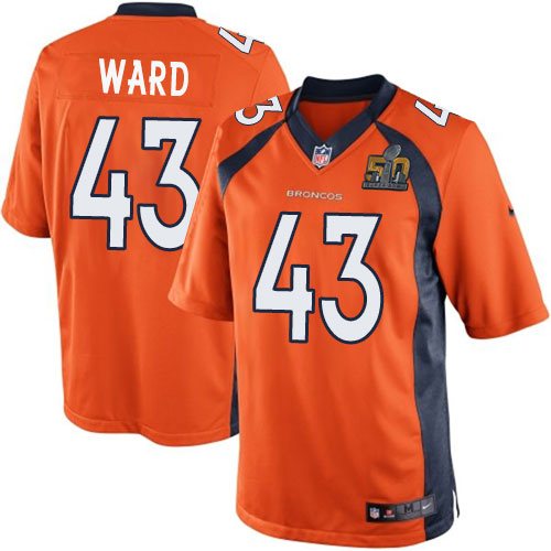 Nike Broncos 43 T.J. Ward Orange Youth Super Bowl 50 Game Jersey