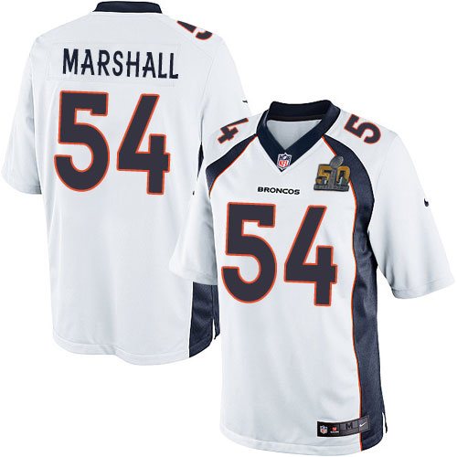 Nike Broncos 54 Brandon Marshall White Youth Super Bowl 50 Game Jersey