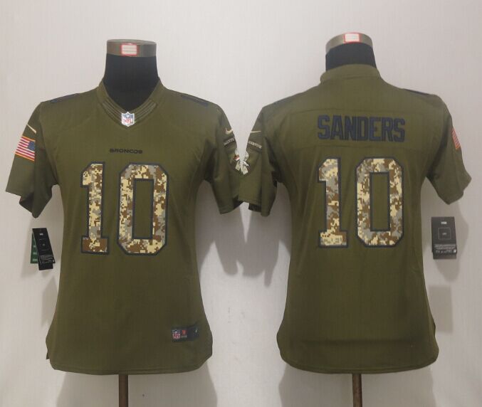Nike Broncos 10 Emmanuel Sanders Green Salute To Service Women Limited Jersey