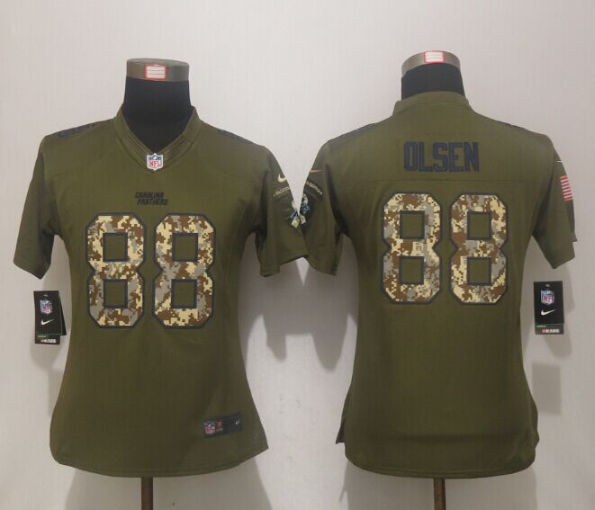 Nike Panthers 88 Greg Olsen Green Salute To Service Women Limited Jersey