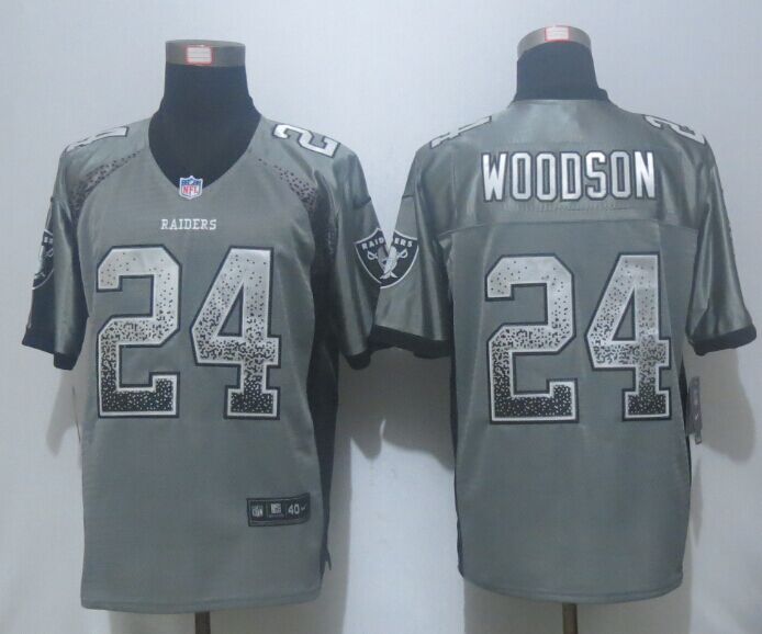 Nike Raiders 24 Charles Woodson Grey Drift Fashion Elite Jersey