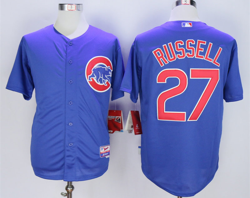 Cubs 27 Addison Russell Blue Cool Base Jersey