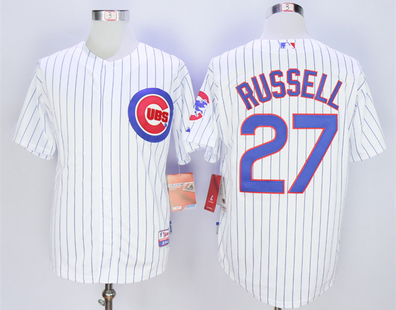 Cubs 27 Addison Russell White Cool Base Jersey
