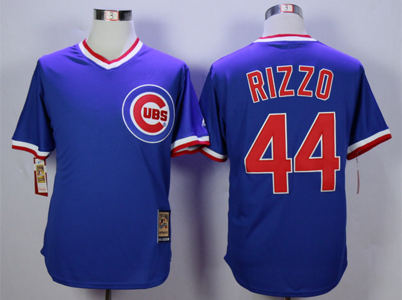 Cubs 44 Anthony Rizzo Blue Throwback Jersey - Click Image to Close