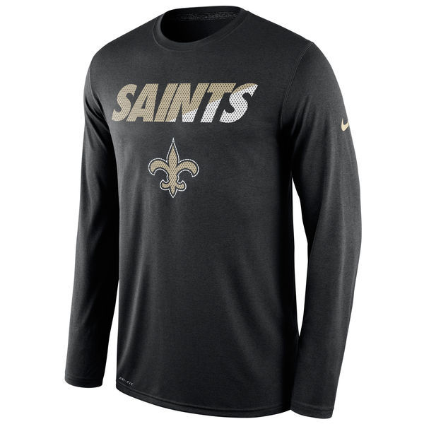 Nike Saints Black Team Logo Men's Long Sleeve T Shirt