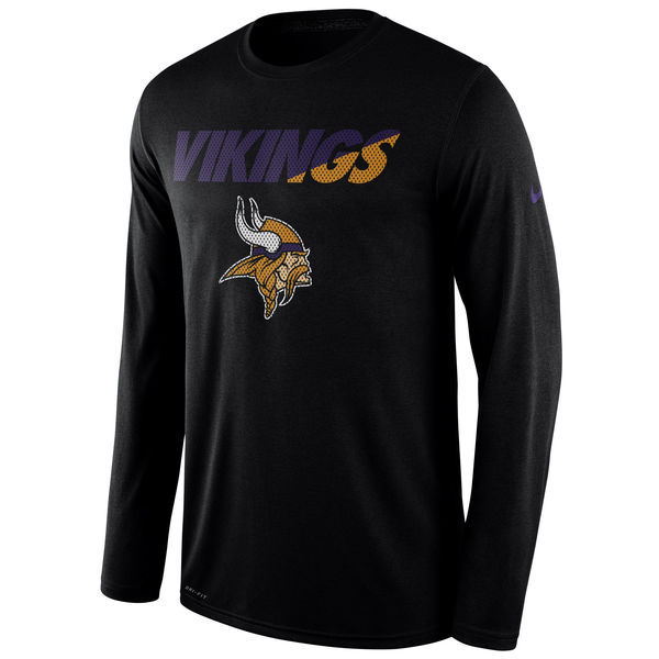Nike Vikings Black Team Logo Men's Long Sleeve T Shirt