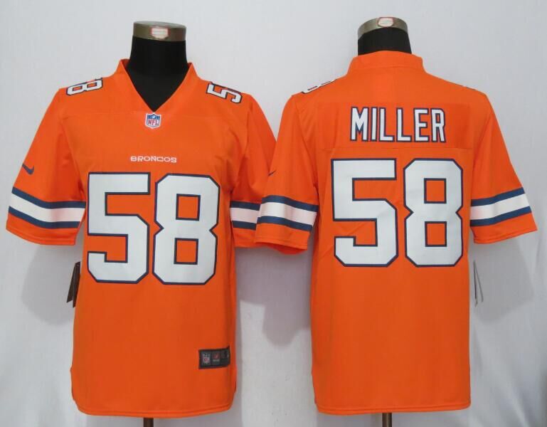Nike Broncos 58 Von Miller Orange Color Rush Limited Jersey