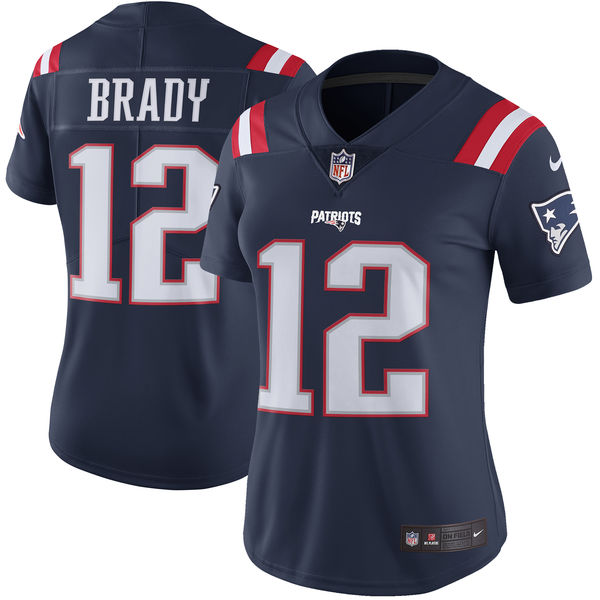 Nike Patriots 12 Tom Brady Navy Color Rush Women Limited Jersey