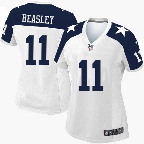 Nike Cowboys 11 Cole Beasley White Throwback Women Game Jersey - Click Image to Close