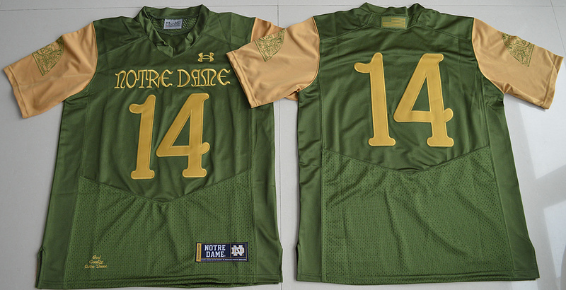 Notre Dame Fighting Irish 14 Green College Jersey - Click Image to Close