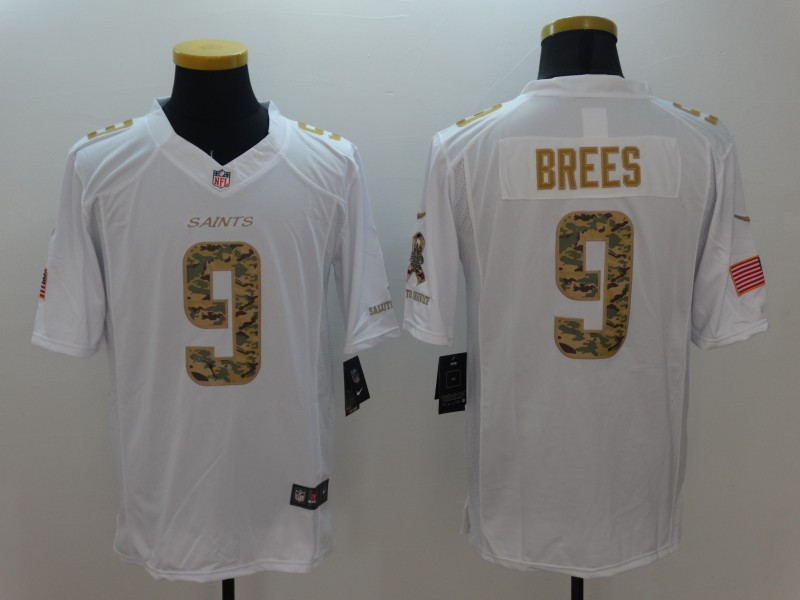 Nike Saints 9 Drew Brees White Salute to Service Limited Jersey